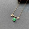 冰种阳绿翡翠蛋面丘比特锁骨链18k黄金钻石镶嵌 商品缩略图2