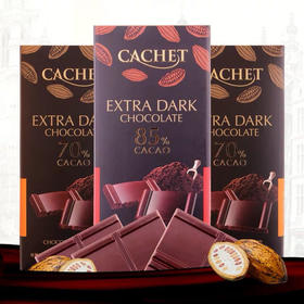 比利时进口-Cachet凯撒黑巧克力排块100g装-会员6折