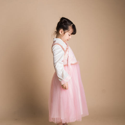 pureshare蓬纱馆 女童拜年礼服中国风宝宝连衣裙保暖冬装-粉月季提花年服 商品图4