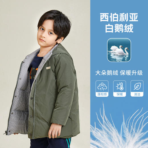 METTE童装90白鹅绒羽绒服20冬中大童男宝连帽双面穿加厚保暖外套 商品图1