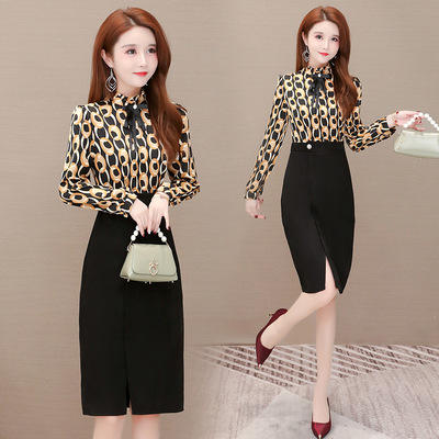 WE-JJ-99250 印花时尚中长款气质修身显瘦拼接连衣裙女2021春季新款 商品图2