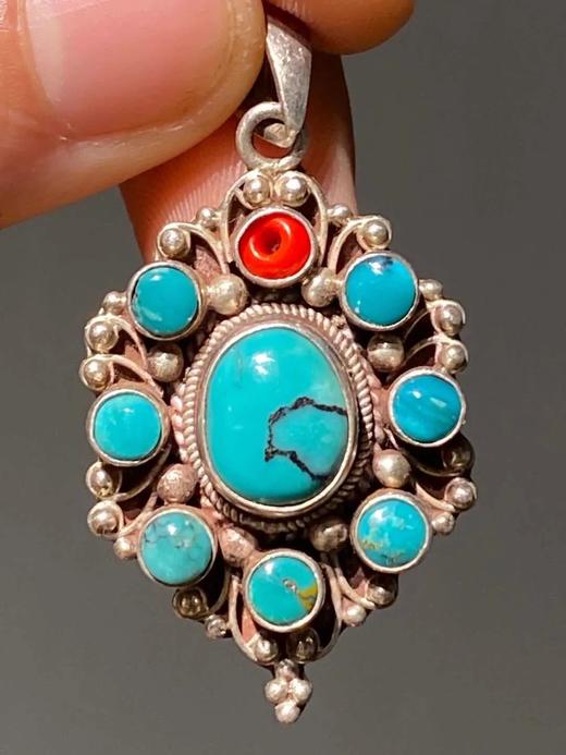 天然绿松石镶银吊坠， 顺丰包邮 商品图3