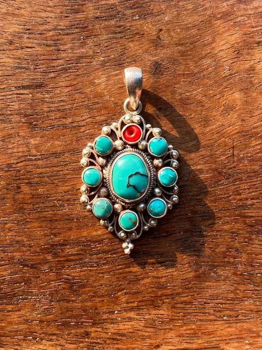 天然绿松石镶银吊坠， 顺丰包邮 商品图4