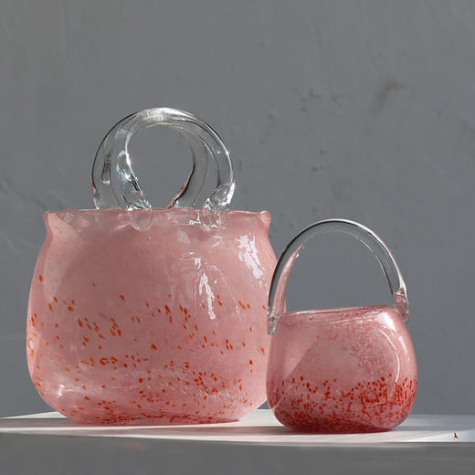 新款粉色手提包包提篮提桶玻璃花瓶 商品图2