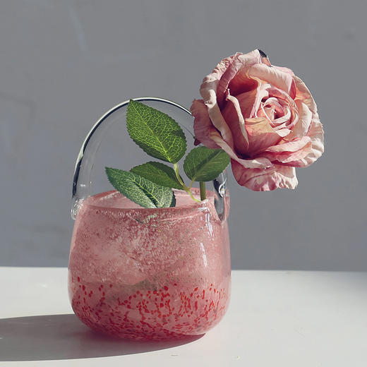 新款粉色手提包包提篮提桶玻璃花瓶 商品图3