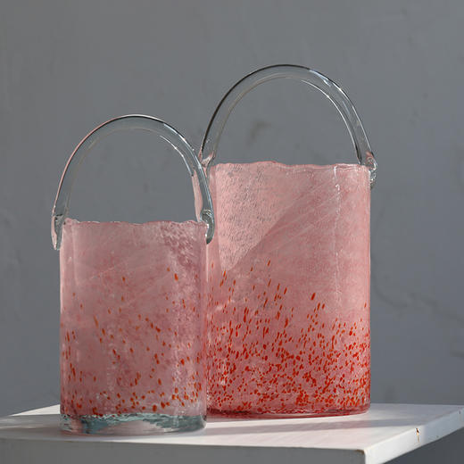 新款粉色手提包包提篮提桶玻璃花瓶 商品图1