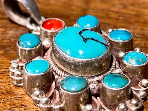 天然绿松石镶银吊坠， 顺丰包邮 商品图1