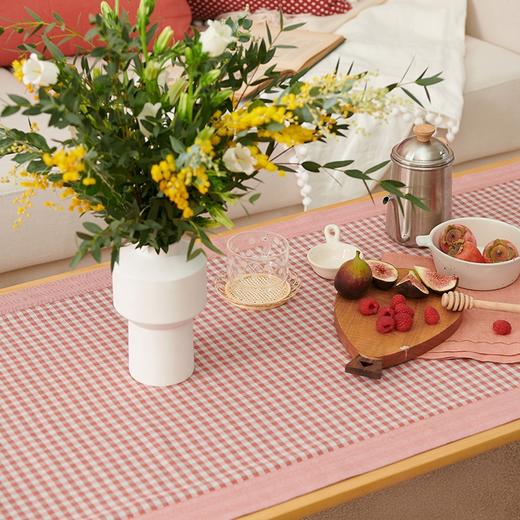 阳春小镇茶几桌布长方形台布客厅简约红色格子家用斗柜梳妆台盖布 商品图3