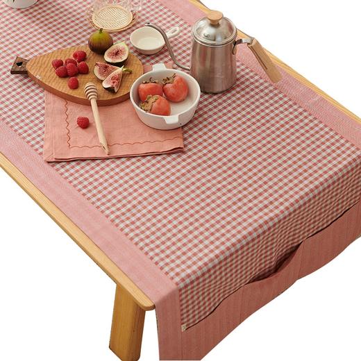 阳春小镇茶几桌布长方形台布客厅简约红色格子家用斗柜梳妆台盖布 商品图4
