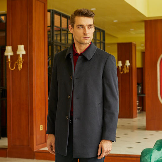 YvesFigarau伊夫·费嘉罗秋冬100%山羊绒大衣中长款翻领保暖舒适羽绒大衣882502 商品图1