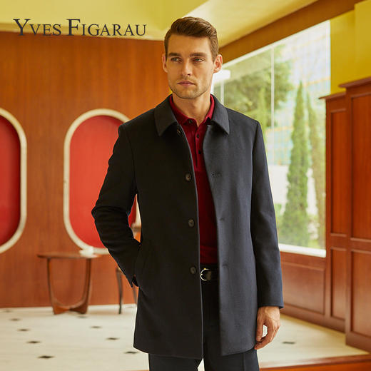 YvesFigarau伊夫·费嘉罗秋冬100%山羊绒大衣中长款翻领保暖舒适羽绒大衣882502 商品图0
