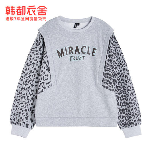 韩都衣舍冬装新款韩版女装宽松上衣豹纹套头卫衣潮insOM82269 商品图3
