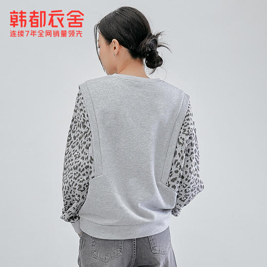 韩都衣舍冬装新款韩版女装宽松上衣豹纹套头卫衣潮insOM82269 商品图1