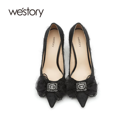westory高跟鞋女新款春季婚鞋新娘鞋细跟水晶钻52191 商品图3