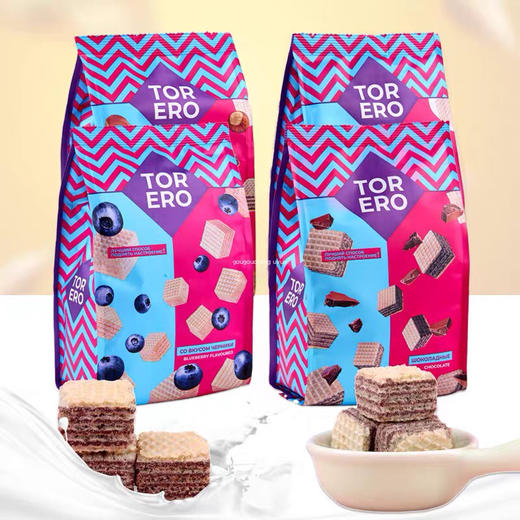 哥尼斯进口-威化饼干零食哥尼斯榛子蓝莓奶油巧克力夹心饼125g-会员8折 商品图0