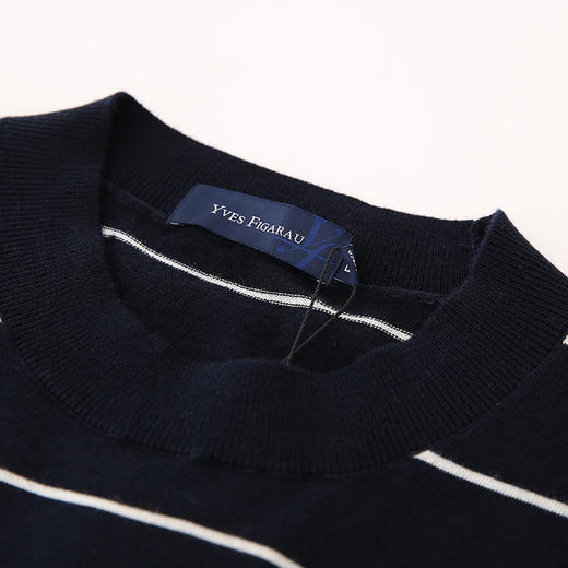 YvesFigarau伊夫·费嘉罗秋冬新款100%绵羊毛套头舒适保暖打底条纹休闲毛衣901101 商品图7