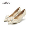 westory高跟鞋女新款春季婚鞋新娘鞋细跟水晶钻52191 商品缩略图2