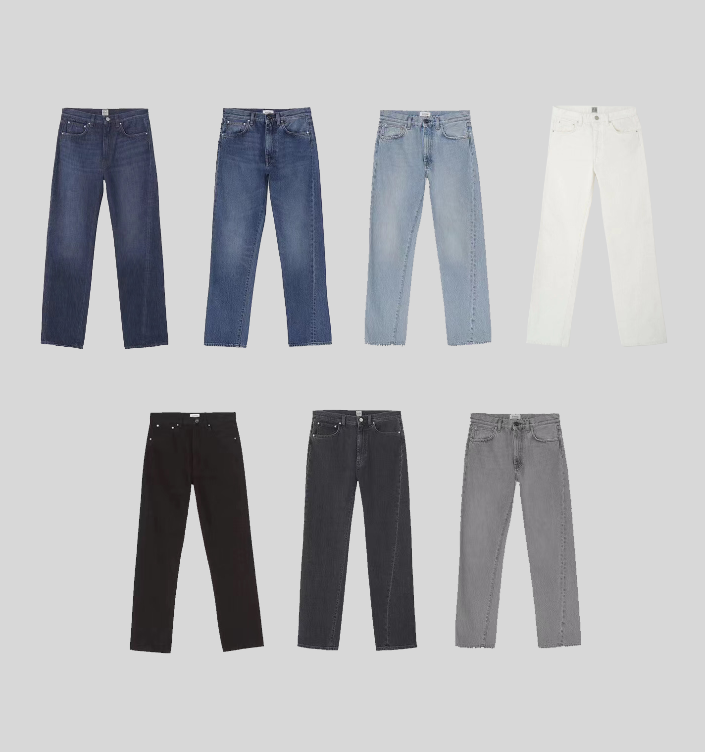 TOTEME 水洗蓝/深蓝色/浅蓝色/深灰色/浅灰色/黑色/白色 Original斜裤线牛仔裤