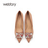 westory高跟鞋女2021年新款春季婚鞋新娘鞋细跟金属扣W21AE52021 商品缩略图5