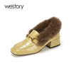 westory乐福鞋女2021新款春季英伦风真皮加绒潮懒人鞋S21AM52291 商品缩略图1