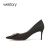 westory高跟鞋女2021年新款春季婚鞋新娘鞋细跟金属扣W21AE52021 商品缩略图3