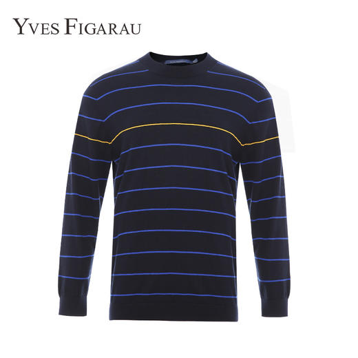 YvesFigarau伊夫·费嘉罗秋冬新款100%绵羊毛套头舒适保暖打底条纹休闲毛衣901101 商品图0