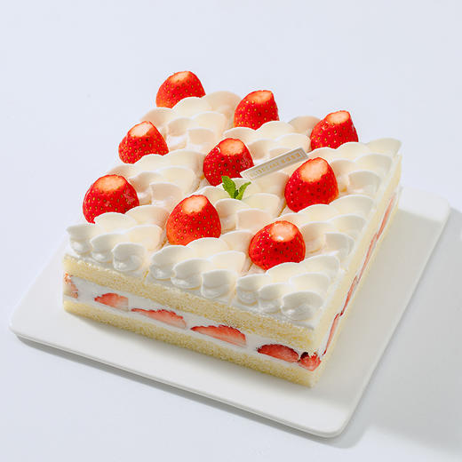 【草莓魔方】 当季红颜草莓饱满多汁，搭配绵密奶油与轻盈蛋糕胚，清甜细腻（高州） 商品图0