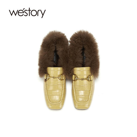 westory乐福鞋女2021新款春季英伦风真皮加绒潮懒人鞋S21AM52291 商品图3