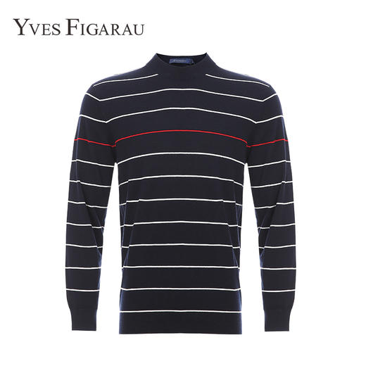 YvesFigarau伊夫·费嘉罗秋冬新款100%绵羊毛套头舒适保暖打底条纹休闲毛衣901101 商品图2