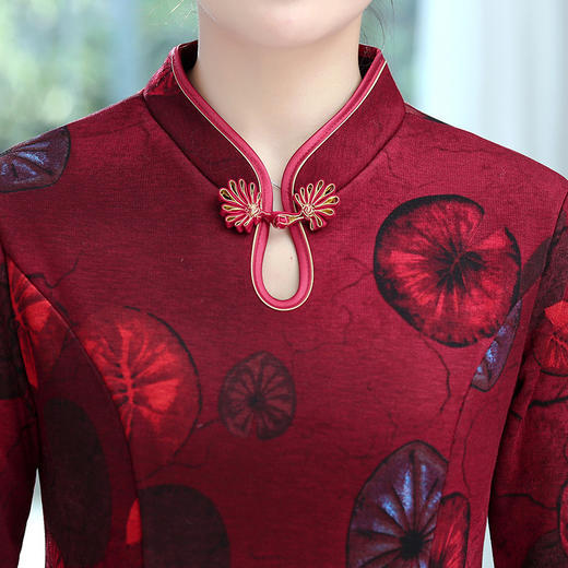 AK-2026加绒加厚唐装上衣旗袍领小衫中老年女保暖衣 商品图2