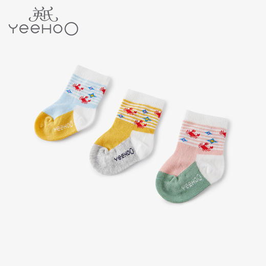英氏婴儿宝宝透气薄款袜3双装新生婴儿春秋幼儿袜春秋款YIWCJ01013A01 商品图0