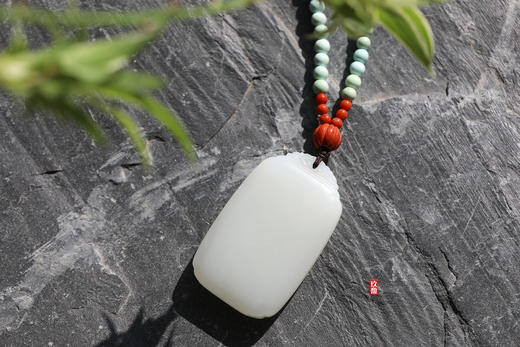 和田玉（羊脂白玉）挂件--无事牌 38.45g 商品图0