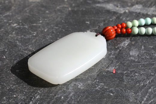 和田玉（羊脂白玉）挂件--无事牌 38.45g 商品图2