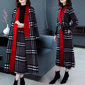 AHM-byg1995新款时尚气质名媛风毛呢裙套装