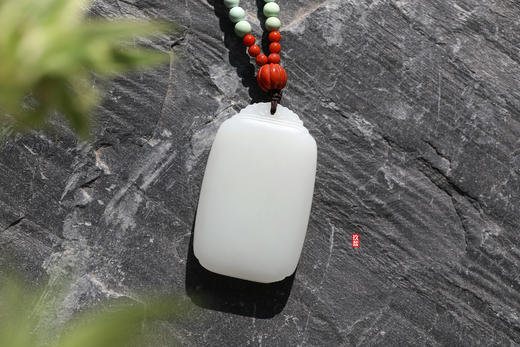 和田玉（羊脂白玉）挂件--无事牌 38.45g 商品图1