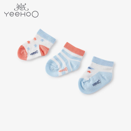 英氏婴儿宝宝透气薄款袜新生婴儿春秋3双装幼儿袜春秋款YIWCJ01017A01 商品图0