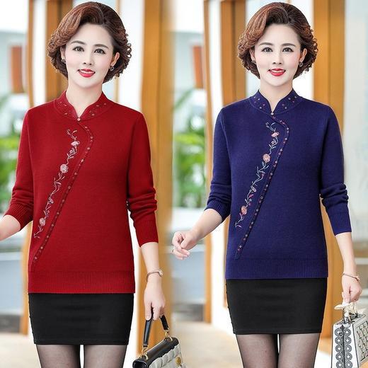 KFE-9819优雅复古显瘦钉珠加绒打底衫 商品图0