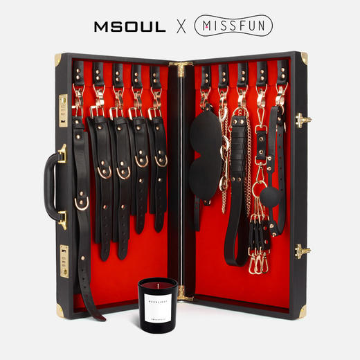 MISSFUN 丽娜情趣SM调情套装 zhen皮皮鞭手铐脚铐口球（包含低温蜡烛+一次性蜡烛+刮蜡板） 商品图5