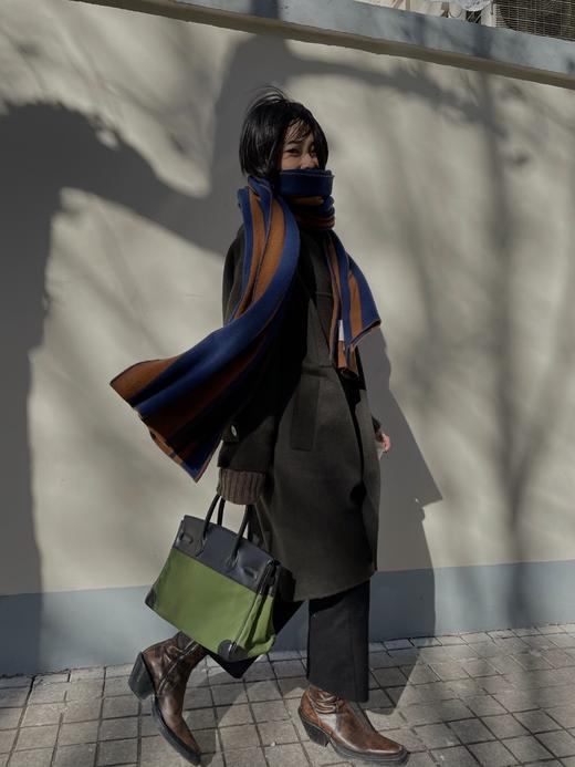 HIDEMI 羊驼毛大口袋简约设计感小立领大衣 商品图3