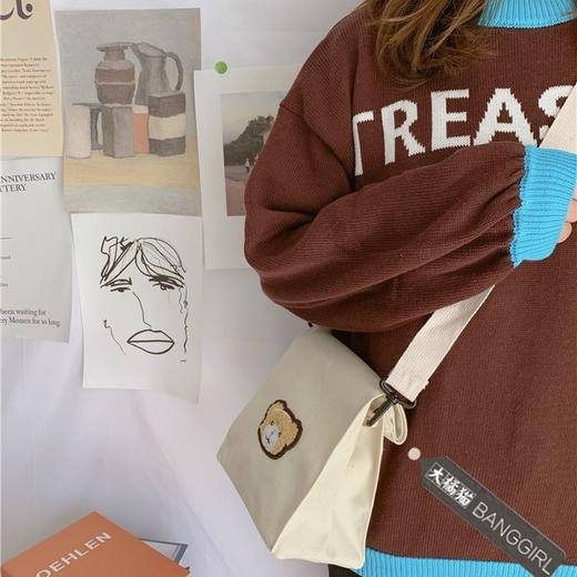 韩国INS可爱小熊古着感斜挎包日系原宿少女chic软妹单肩包帆布包 商品图2