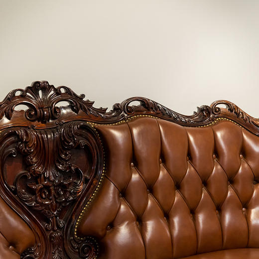 民国 红木草叶纹软包海派西洋沙发成套（一套四件） 商品图2