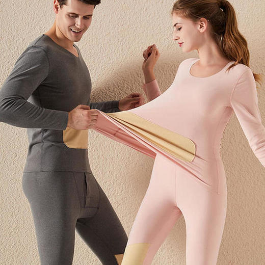 爆仓下单3~5天发货【蚕丝贴片德绒内衣套装】德绒面料 发热保暖 蚕丝贴片 暖腹护膝 双面磨毛 柔软亲肤 多色可选 商品图3