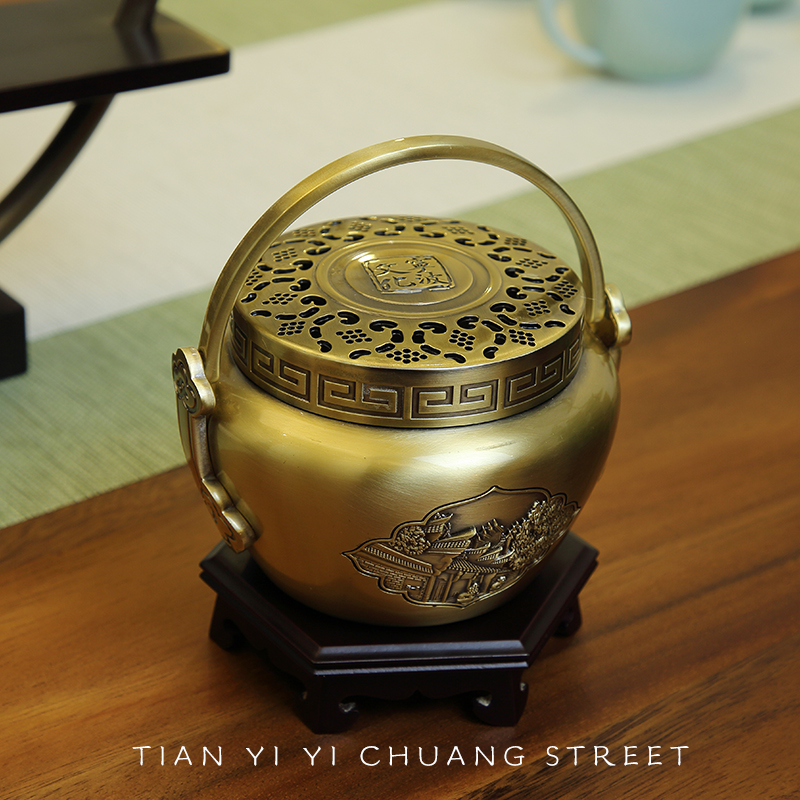 羽诗制造出品 “薪火相传”火熜 宁波元素香炉黄铜婚嫁用品摆件