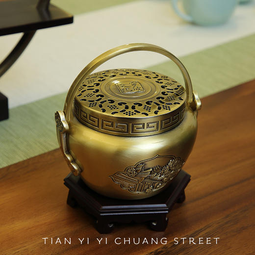 羽诗制造出品 “薪火相传”火熜 宁波元素香炉黄铜婚嫁用品摆件 商品图0