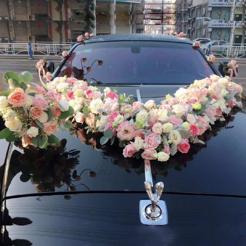 大v型婚车花车花饰套餐结婚新人主婚车鲜花装饰豪华气派可上门布置