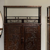 清代  红木竹节工浮雕人物花鸟亮格书柜（一对） 商品缩略图1