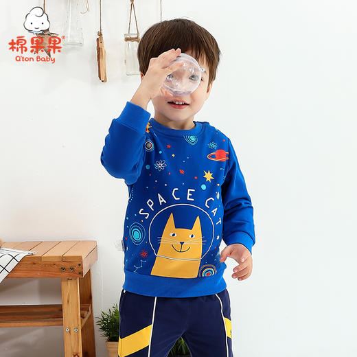 棉果果春秋季男童上衣圆领套头卫衣M112180221118 商品图0