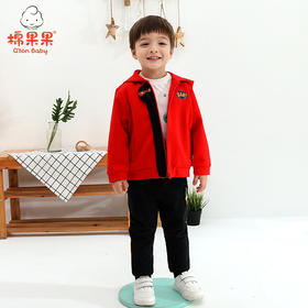 棉果果春秋季男童双面布连帽新年款喜庆大红色长袖外套M112100421124