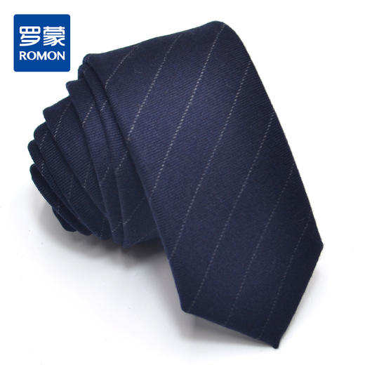 【礼盒装】罗蒙羊毛领带男士正装商务结婚韩版休闲窄款手打条纹领带 商品图1