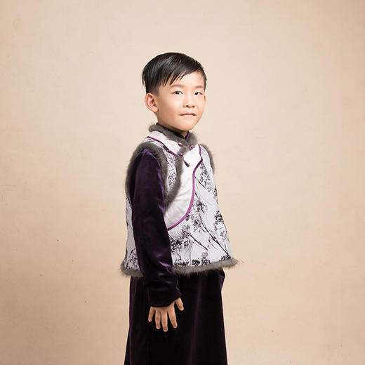 非质量问题不退换哦~pureshare蓬纱馆 水墨新年礼服男女童宝宝旗袍保暖冬装洋气连衣裙-水墨画年服 商品图4